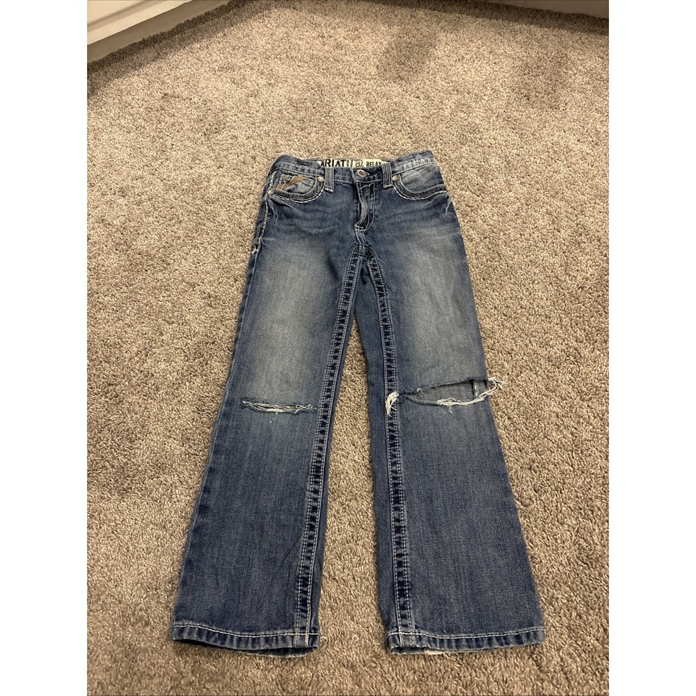 Ariat B4 Relaxed Fit Jeans Boys Bootcut Size 8 Western Adjustable Waist